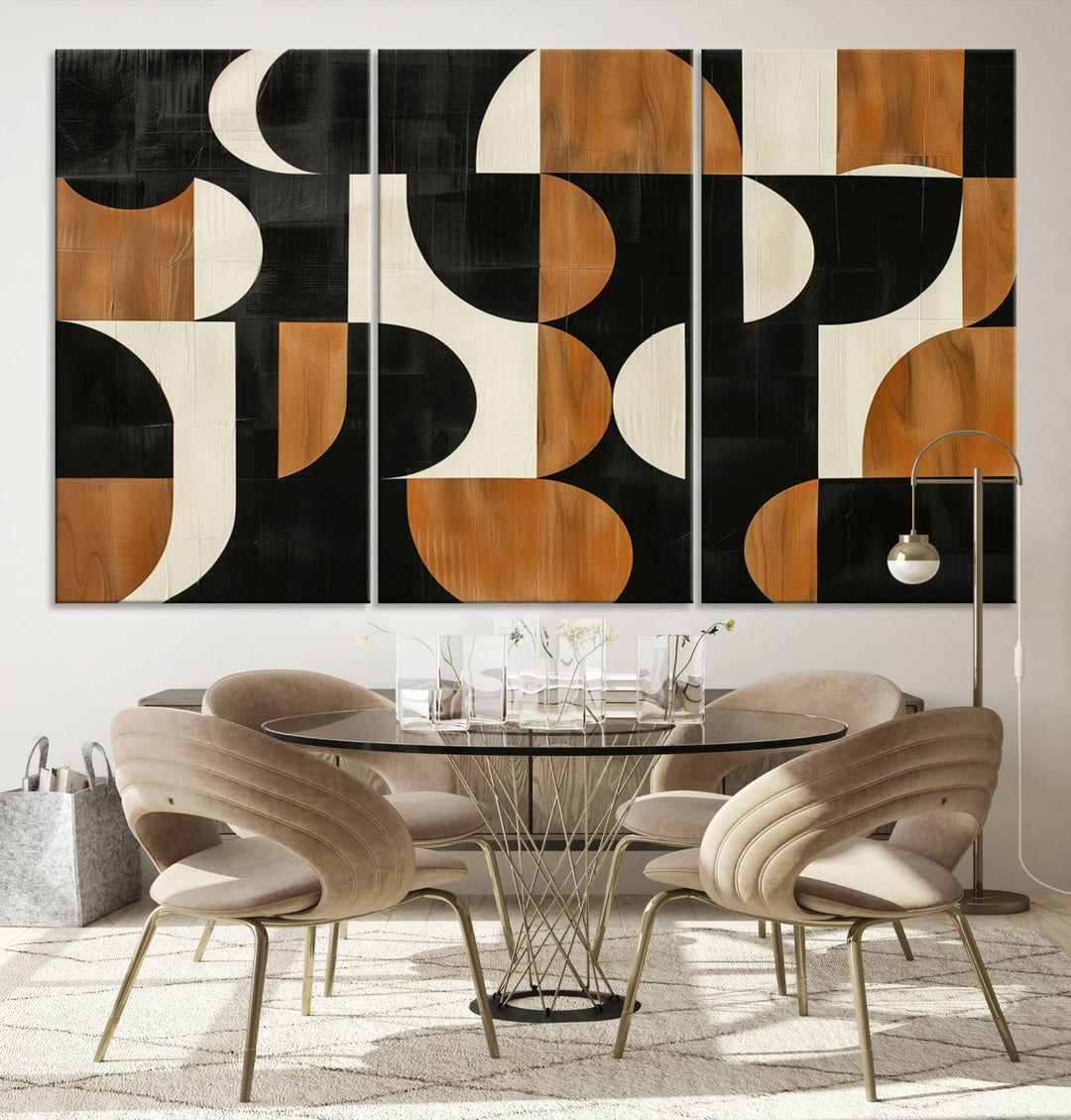 Abstract Geometric Wabi Sabi Wall Art Canvas Print Set, Minimalist Wall Art, Mid Century Art Print