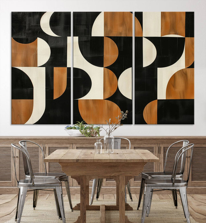 Abstract Geometric Wabi Sabi Wall Art Canvas Print Set, Minimalist Wall Art, Mid Century Art Print