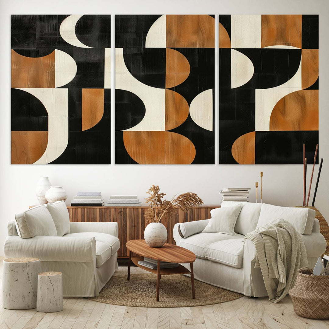 Abstract Geometric Wabi Sabi Wall Art Canvas Print Set, Minimalist Wall Art, Mid Century Art Print