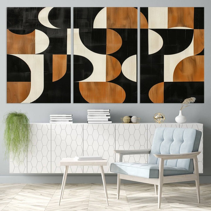 Abstract Geometric Wabi Sabi Wall Art Canvas Print Set, Minimalist Wall Art, Mid Century Art Print