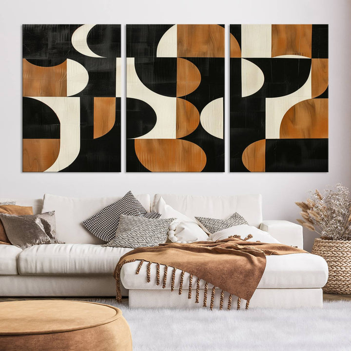 Abstract Geometric Wabi Sabi Wall Art Canvas Print Set, Minimalist Wall Art, Mid Century Art Print