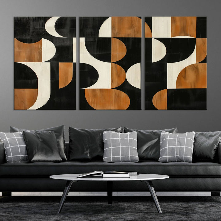 Abstract Geometric Wabi Sabi Wall Art Canvas Print Set, Minimalist Wall Art, Mid Century Art Print