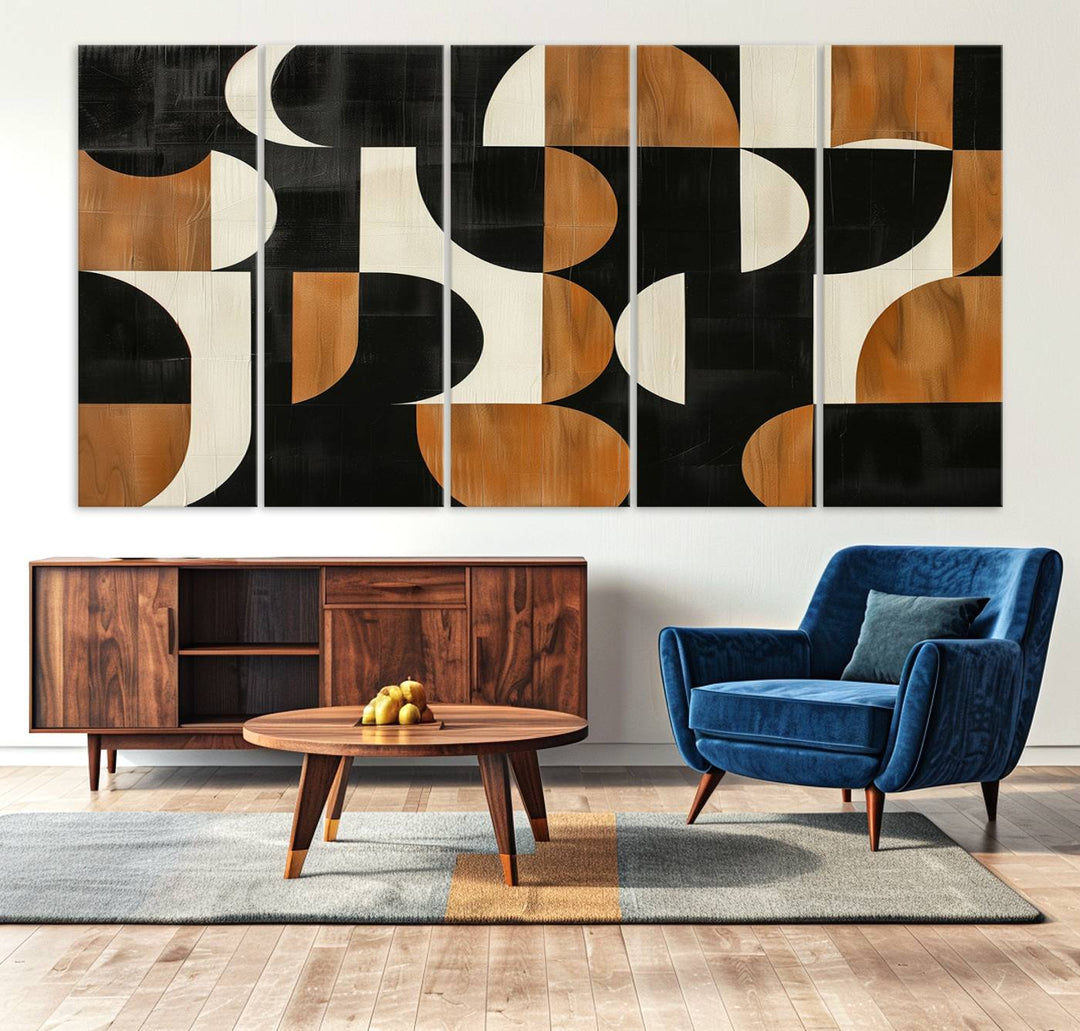 Abstract Geometric Wabi Sabi Wall Art Canvas Print Set, Minimalist Wall Art, Mid Century Art Print