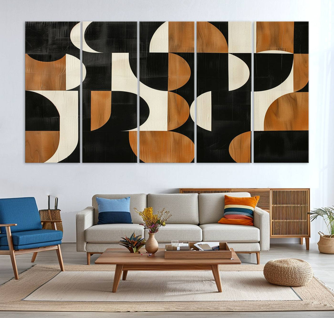 Abstract Geometric Wabi Sabi Wall Art Canvas Print Set, Minimalist Wall Art, Mid Century Art Print