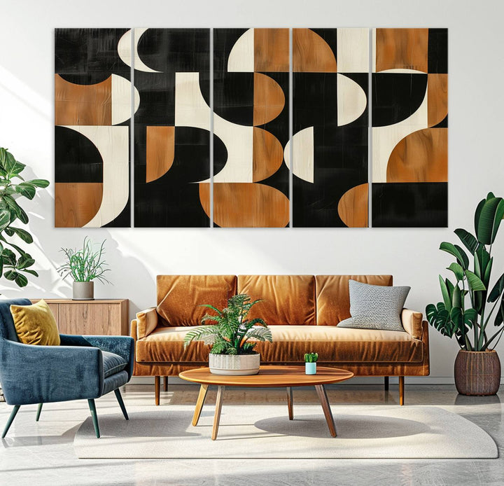 Abstract Geometric Wabi Sabi Wall Art Canvas Print Set, Minimalist Wall Art, Mid Century Art Print