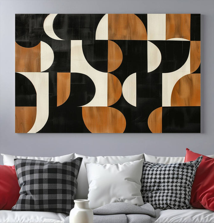 Abstract Geometric Wabi Sabi Wall Art Canvas Print Set, Minimalist Wall Art, Mid Century Art Print