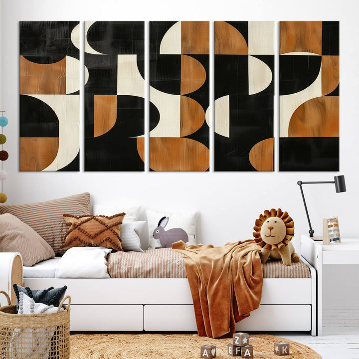 Abstract Geometric Wabi Sabi Wall Art Canvas Print Set, Minimalist Wall Art, Mid Century Art Print