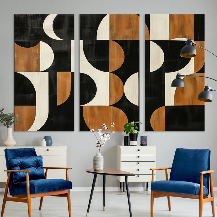 Abstract Geometric Wabi Sabi Wall Art Canvas Print Set, Minimalist Wall Art, Mid Century Art Print