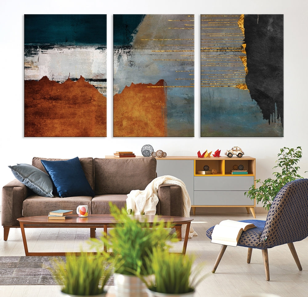 Modern Abstract Wall Decor, Neutral Painting on Canvas, Printed Wall Art, Boho Decor, Contemporary Artwork