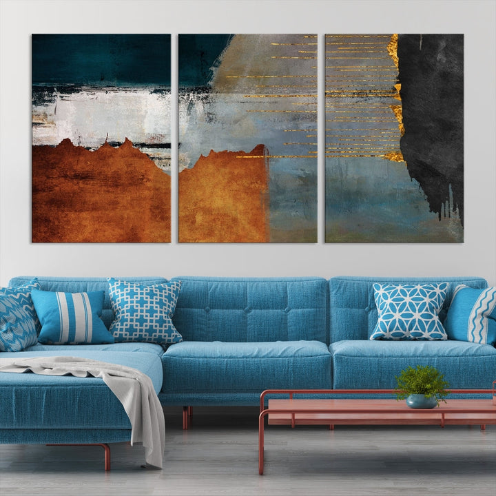 Modern Abstract Wall Decor, Neutral Painting on Canvas, Printed Wall Art, Boho Decor, Contemporary Artwork