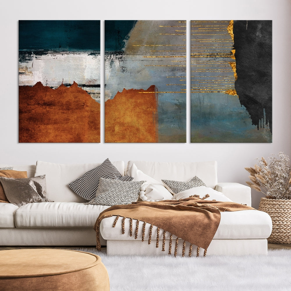 Modern Abstract Wall Decor, Neutral Painting on Canvas, Printed Wall Art, Boho Decor, Contemporary Artwork