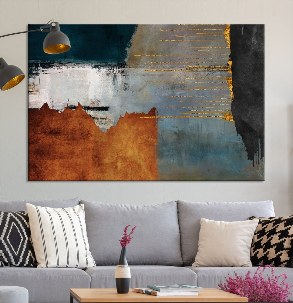 Modern Abstract Wall Decor, Neutral Painting on Canvas, Printed Wall Art, Boho Decor, Contemporary Artwork