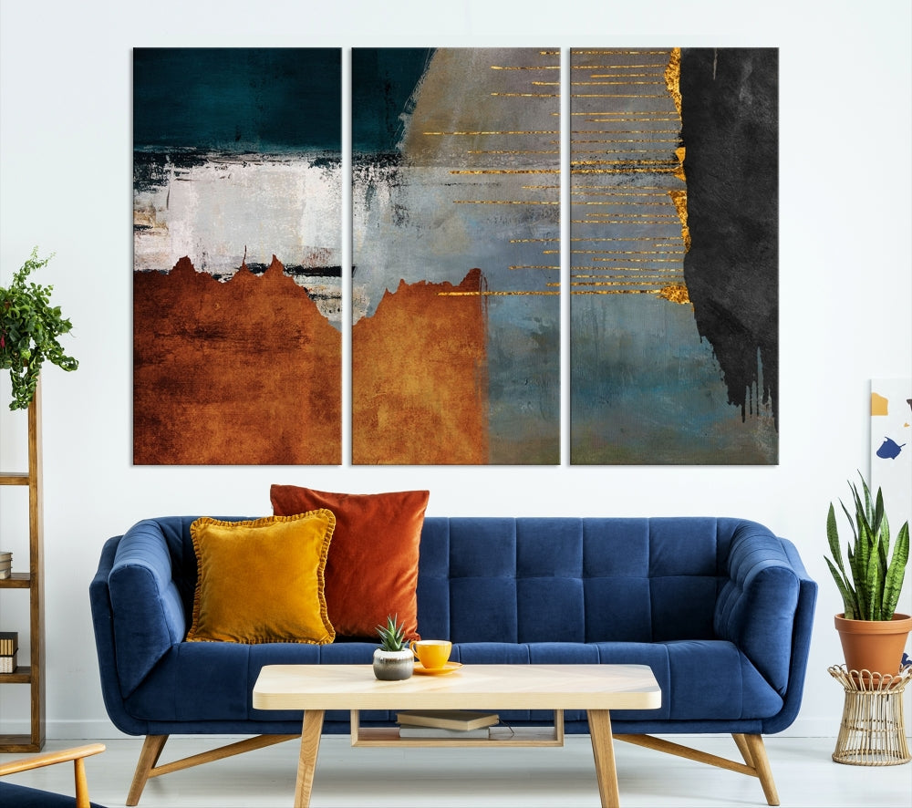 Modern Abstract Wall Decor, Neutral Painting on Canvas, Printed Wall Art, Boho Decor, Contemporary Artwork