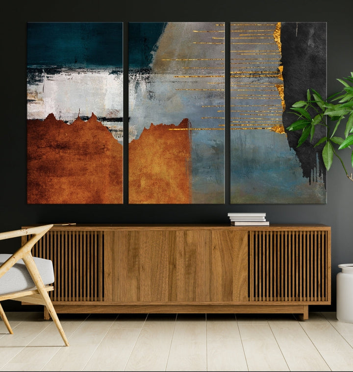 Modern Abstract Wall Decor, Neutral Painting on Canvas, Printed Wall Art, Boho Decor, Contemporary Artwork