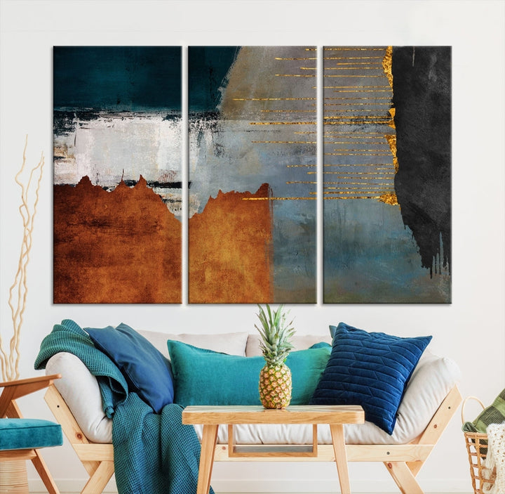 Modern Abstract Wall Decor, Neutral Painting on Canvas, Printed Wall Art, Boho Decor, Contemporary Artwork