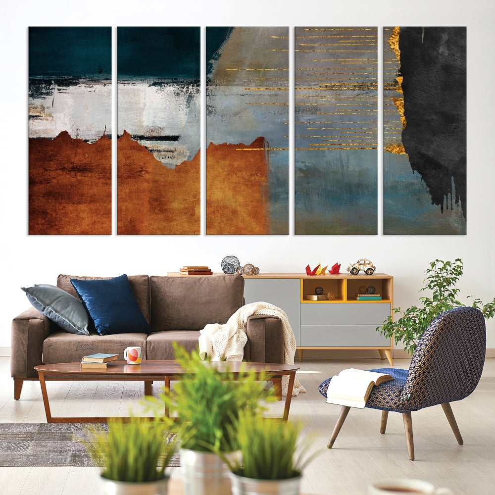 Modern Abstract Wall Decor, Neutral Painting on Canvas, Printed Wall Art, Boho Decor, Contemporary Artwork