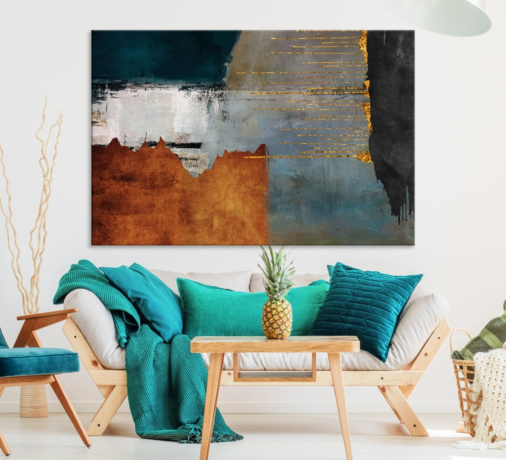 Modern Abstract Wall Decor, Neutral Painting on Canvas, Printed Wall Art, Boho Decor, Contemporary Artwork