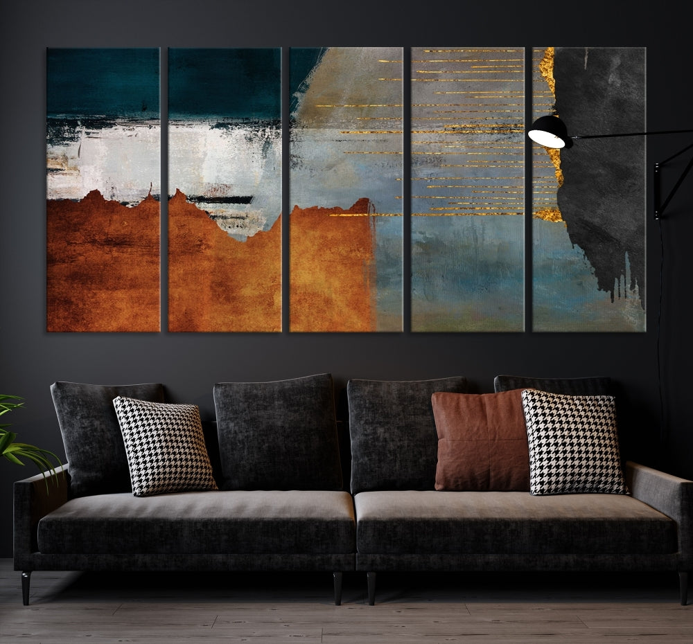 Modern Abstract Wall Decor, Neutral Painting on Canvas, Printed Wall Art, Boho Decor, Contemporary Artwork