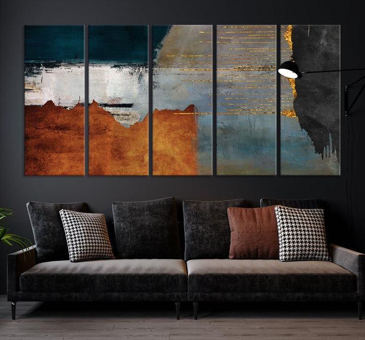 Modern Abstract Wall Decor, Neutral Painting on Canvas, Printed Wall Art, Boho Decor, Contemporary Artwork