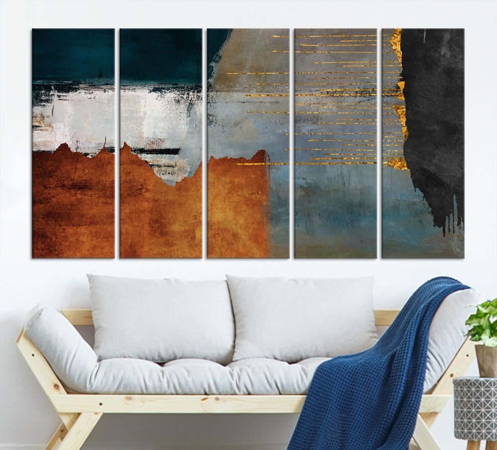 Modern Abstract Wall Decor, Neutral Painting on Canvas, Printed Wall Art, Boho Decor, Contemporary Artwork