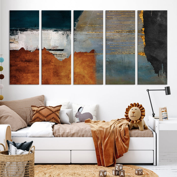 Modern Abstract Wall Decor, Neutral Painting on Canvas, Printed Wall Art, Boho Decor, Contemporary Artwork