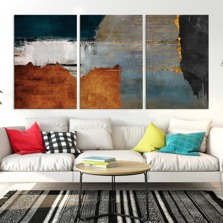 Modern Abstract Wall Decor, Neutral Painting on Canvas, Printed Wall Art, Boho Decor, Contemporary Artwork