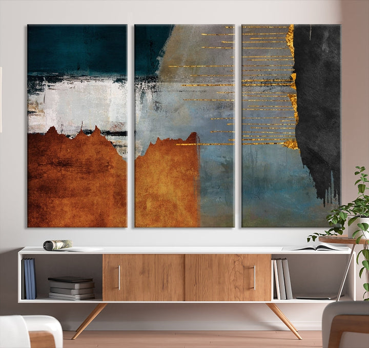 Modern Abstract Wall Decor, Neutral Painting on Canvas, Printed Wall Art, Boho Decor, Contemporary Artwork