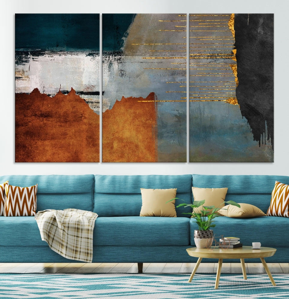 Modern Abstract Wall Decor, Neutral Painting on Canvas, Printed Wall Art, Boho Decor, Contemporary Artwork