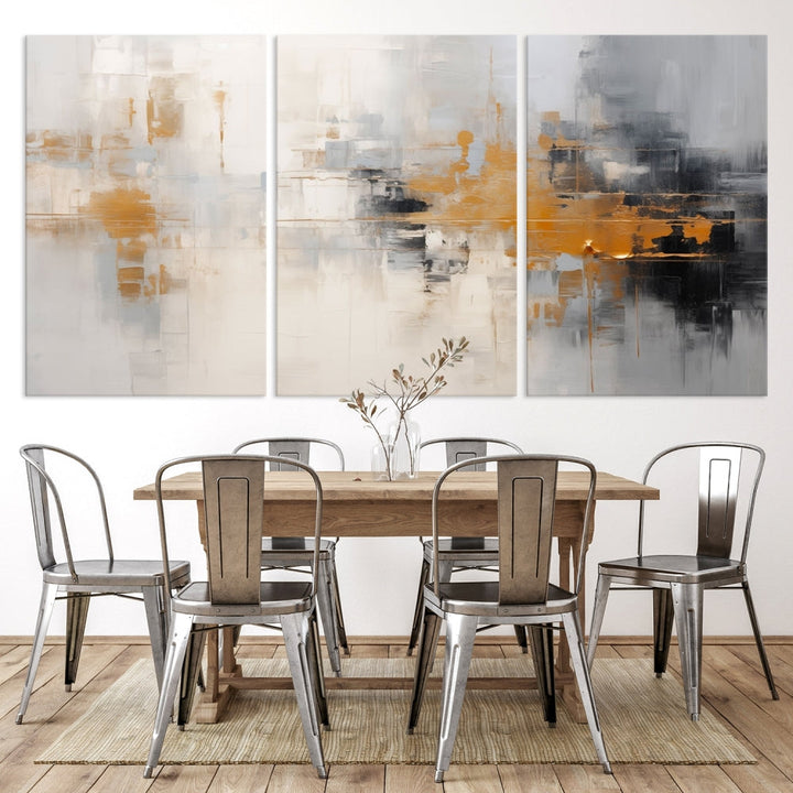 Abstract Illustration Gray Wall Art Modern canvas print Framed Fine Art for Home Office wall decor