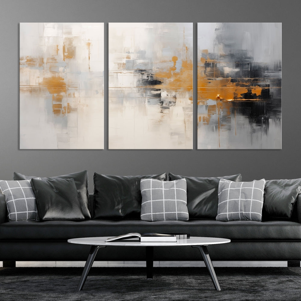 Abstract Illustration Gray Wall Art Modern canvas print Framed Fine Art for Home Office wall decor