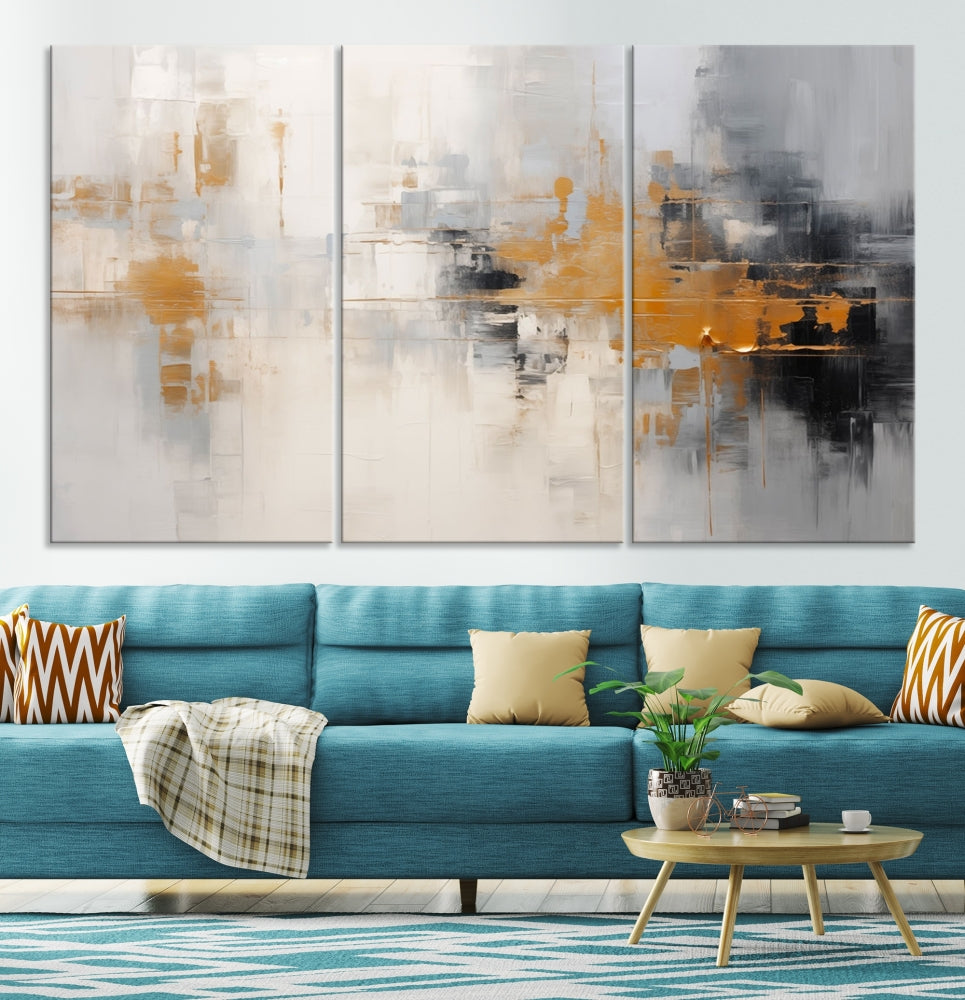 Abstract Illustration Gray Wall Art Modern canvas print Framed Fine Art for Home Office wall decor