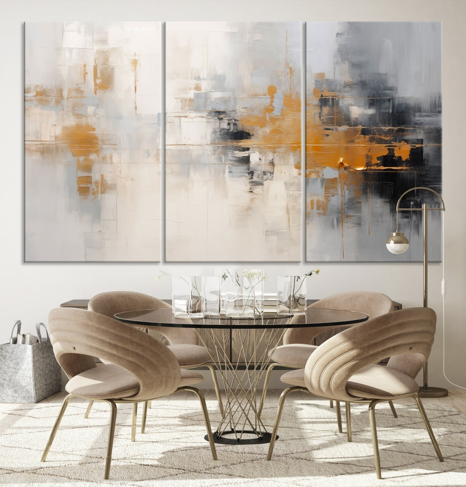 Abstract Illustration Gray Wall Art Modern canvas print Framed Fine Art for Home Office wall decor