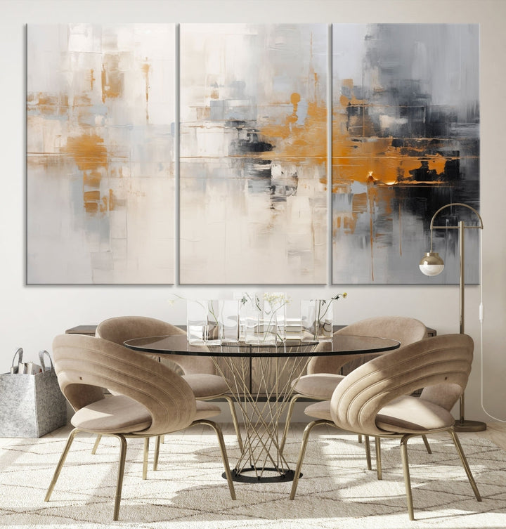 Abstract Illustration Gray Wall Art Modern canvas print Framed Fine Art for Home Office wall decor