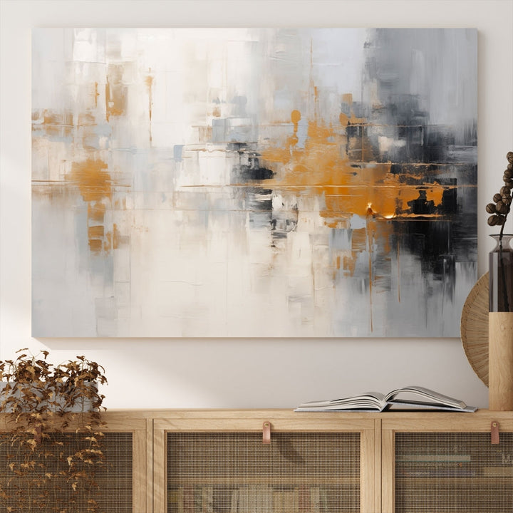 Abstract Illustration Gray Wall Art Modern canvas print Framed Fine Art for Home Office wall decor