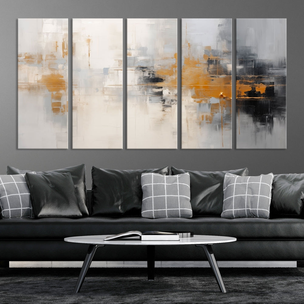 Abstract Illustration Gray Wall Art Modern canvas print Framed Fine Art for Home Office wall decor