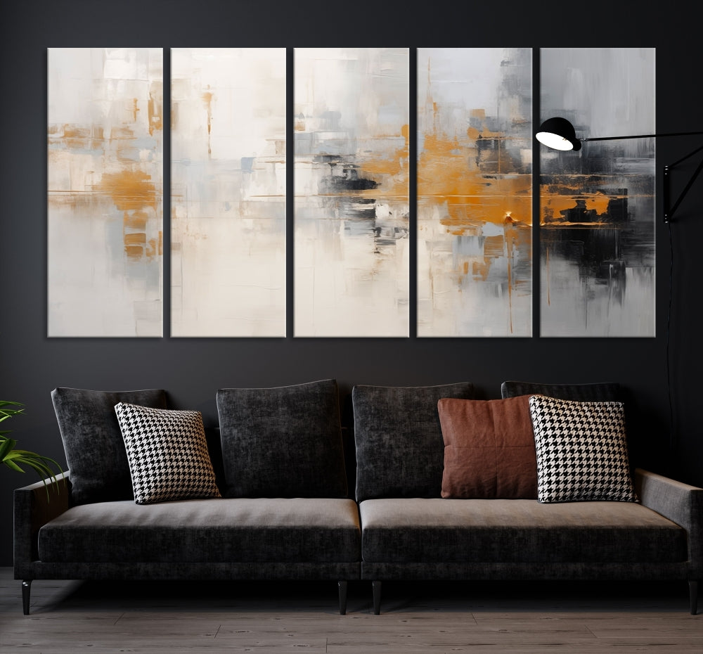 Abstract Illustration Gray Wall Art Modern canvas print Framed Fine Art for Home Office wall decor