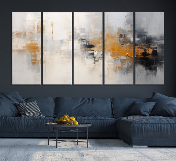 Abstract Illustration Gray Wall Art Modern canvas print Framed Fine Art for Home Office wall decor