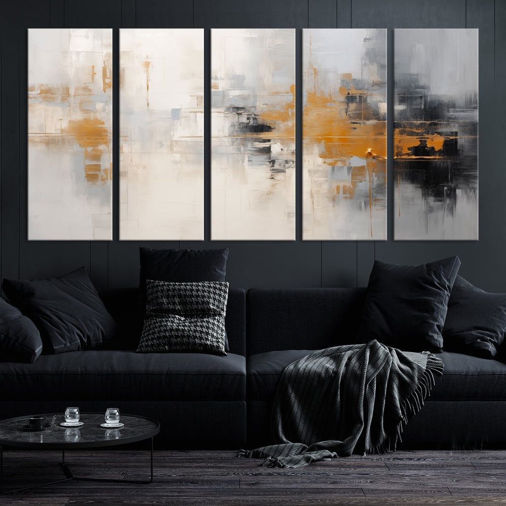 Abstract Illustration Gray Wall Art Modern canvas print Framed Fine Art for Home Office wall decor