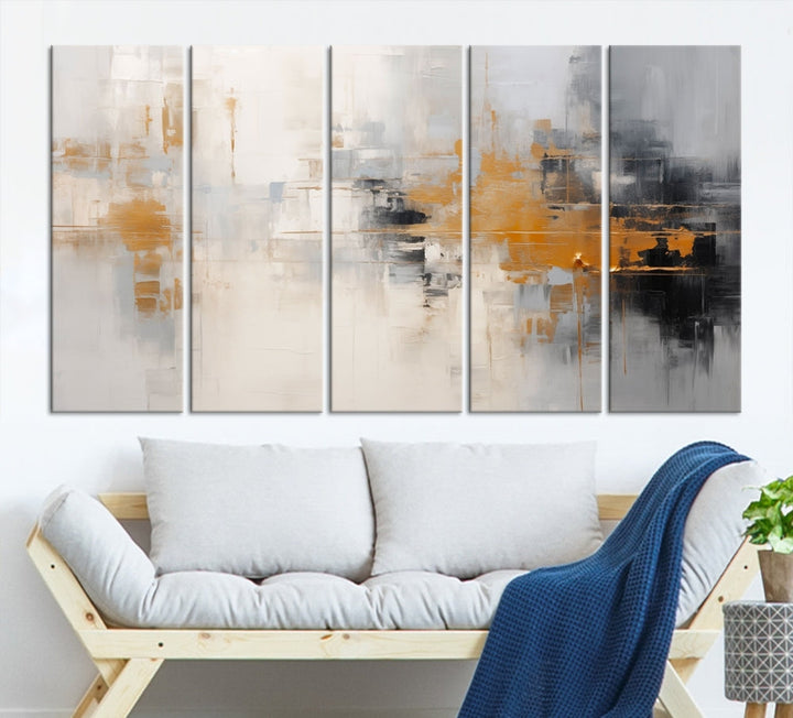 Abstract Illustration Gray Wall Art Modern canvas print Framed Fine Art for Home Office wall decor