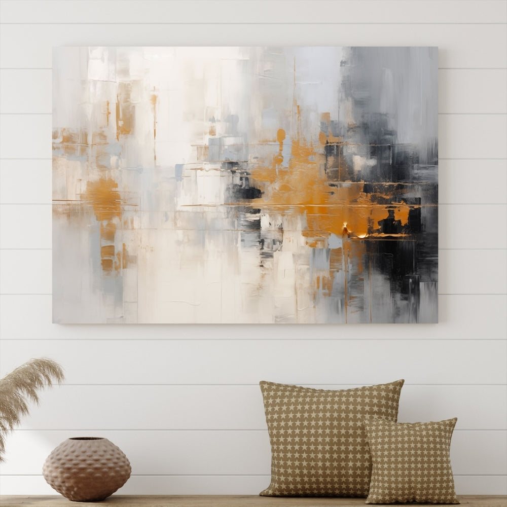 Abstract Illustration Gray Wall Art Modern canvas print Framed Fine Art for Home Office wall decor