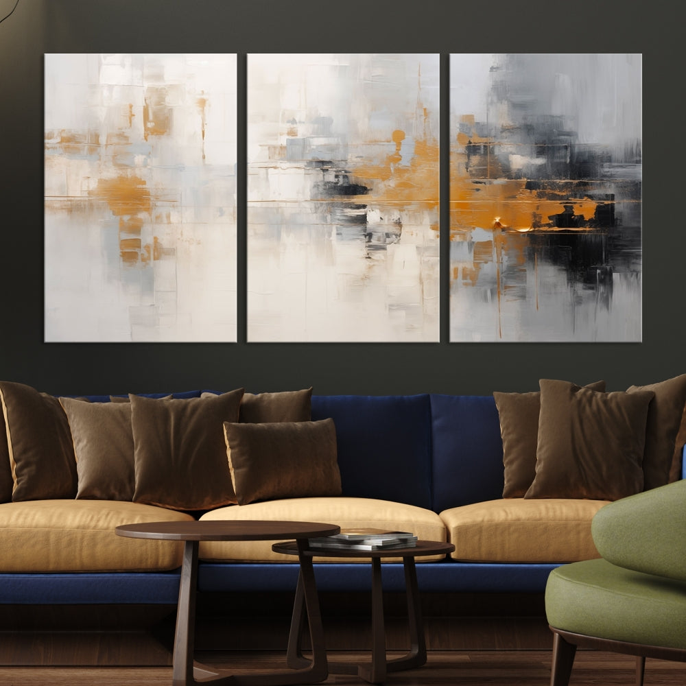 Abstract Illustration Gray Wall Art Modern canvas print Framed Fine Art for Home Office wall decor