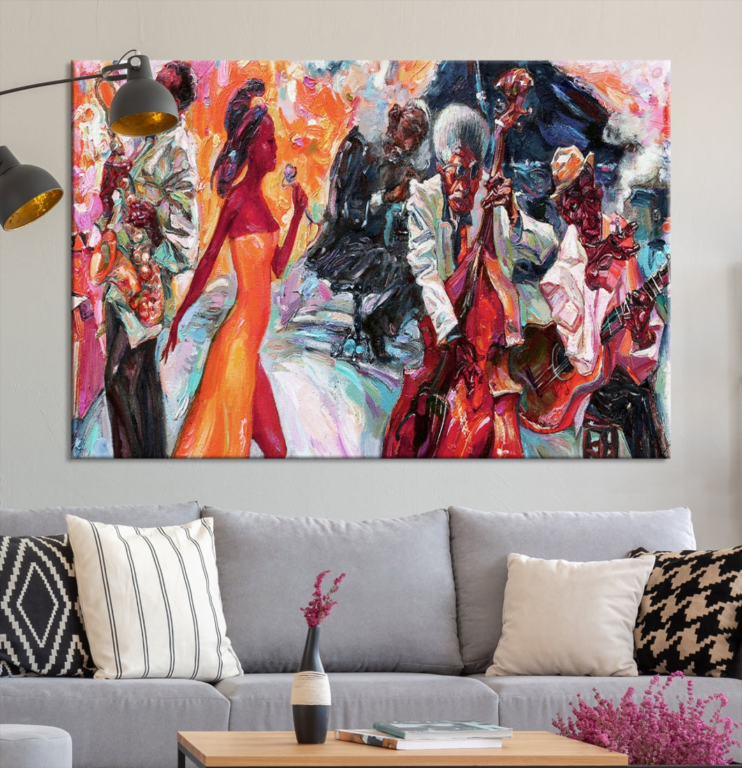 Abstract Jazz Painting African American Giclee Extra Large Wall Art Canvas Print