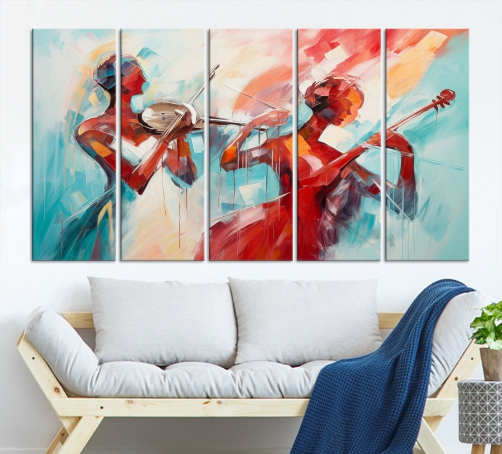 Abstract Jazz Painting, Printed on Canvas Wall Art, Jazz Music Singers, Large Print Original Canvas