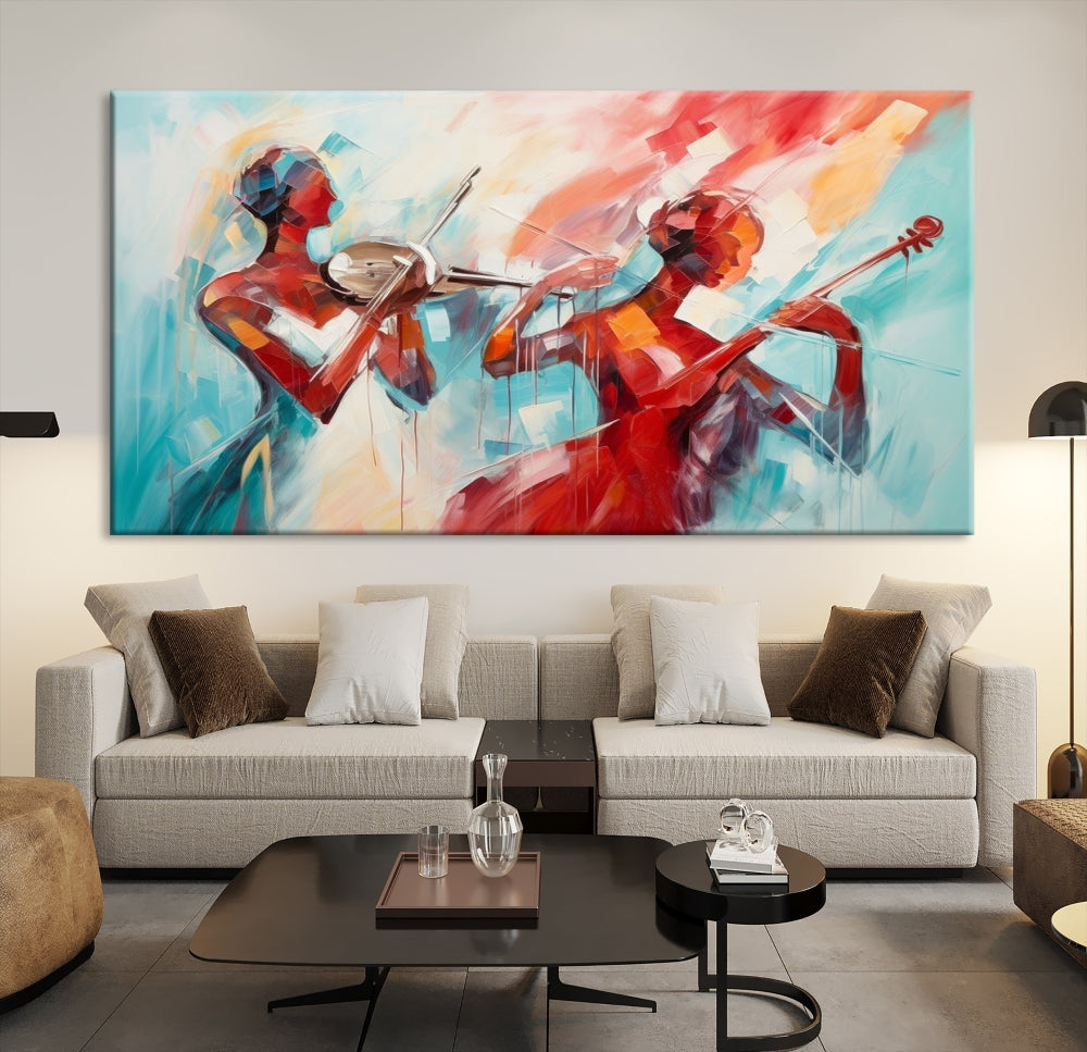 Abstract Jazz Painting, Printed on Canvas Wall Art, Jazz Music Singers, Large Print Original Canvas