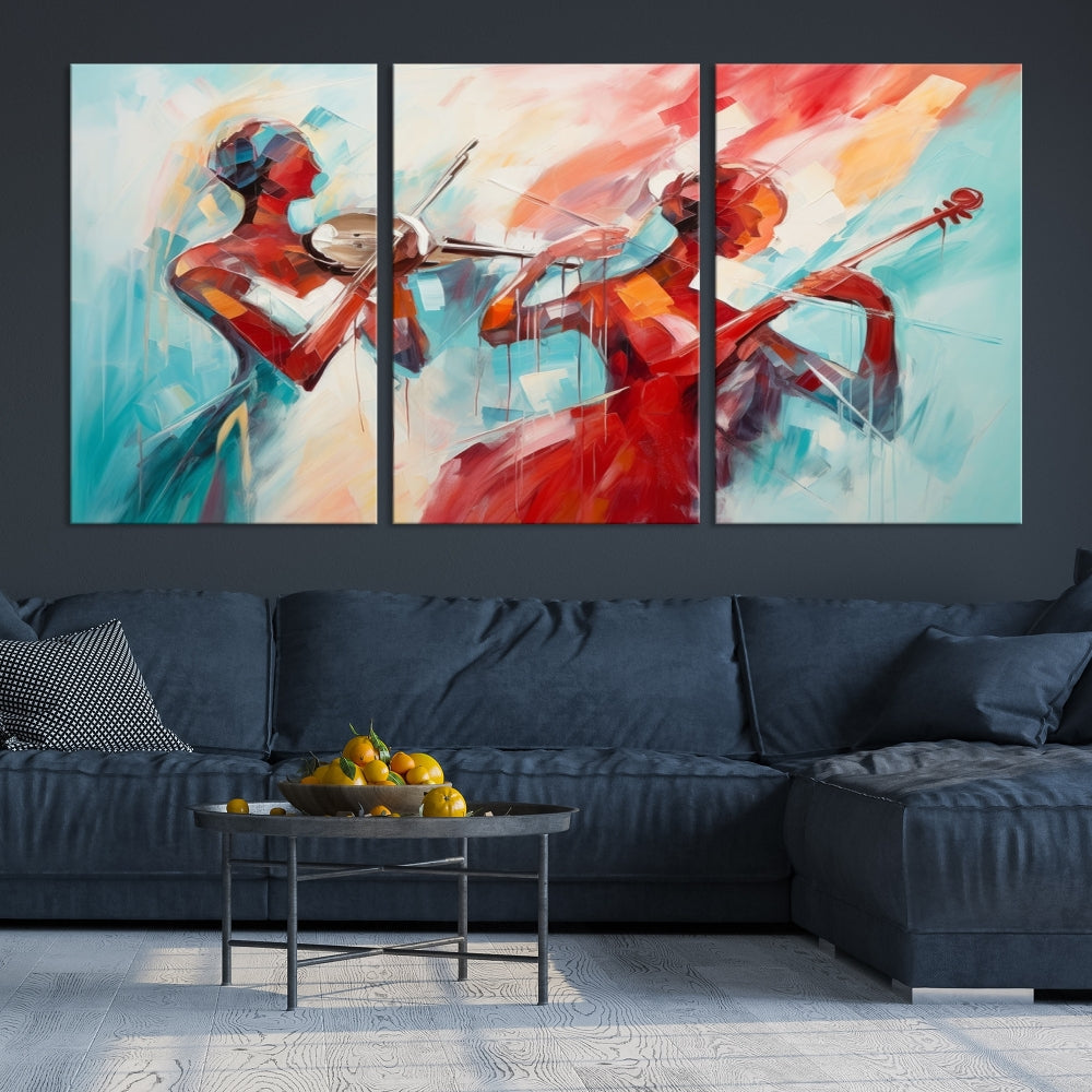 Abstract Jazz Painting, Printed on Canvas Wall Art, Jazz Music Singers, Large Print Original Canvas