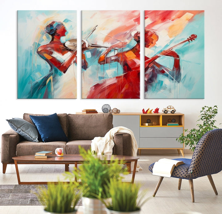 Abstract Jazz Painting, Printed on Canvas Wall Art, Jazz Music Singers, Large Print Original Canvas