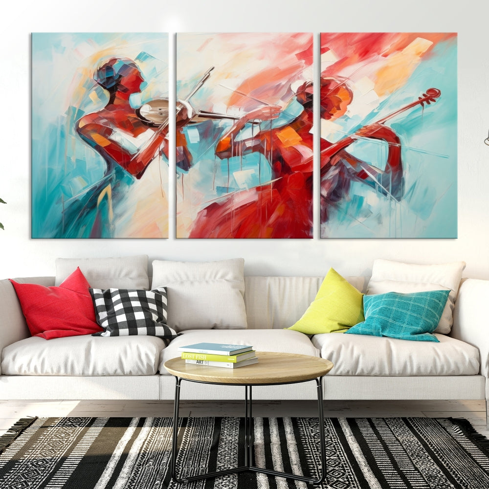 Abstract Jazz Painting, Printed on Canvas Wall Art, Jazz Music Singers, Large Print Original Canvas