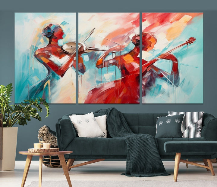 Abstract Jazz Painting, Printed on Canvas Wall Art, Jazz Music Singers, Large Print Original Canvas