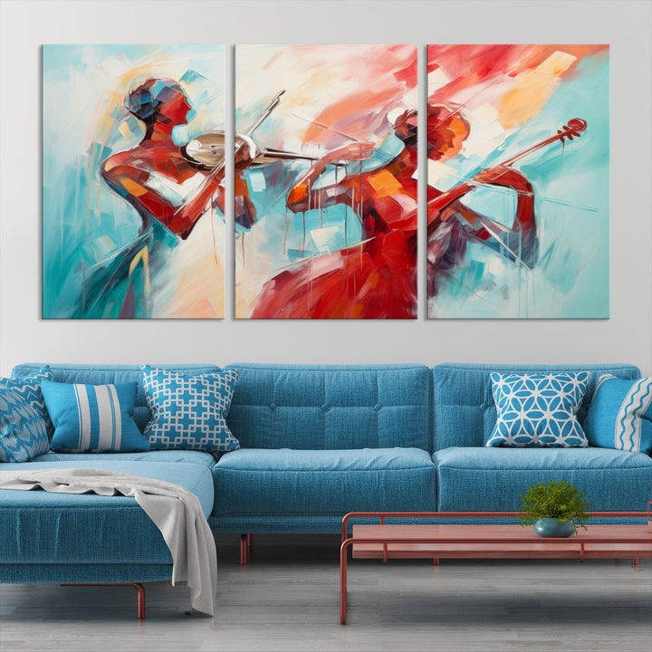 Abstract Jazz Painting, Printed on Canvas Wall Art, Jazz Music Singers, Large Print Original Canvas