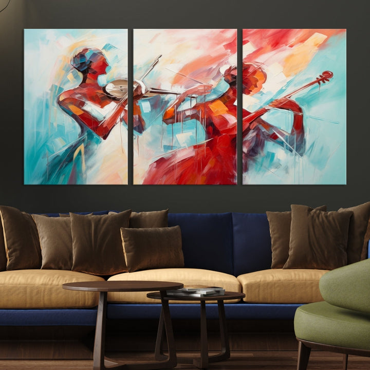 Abstract Jazz Painting, Printed on Canvas Wall Art, Jazz Music Singers, Large Print Original Canvas